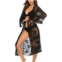MOPUEA Kimono Sexy Damen Kimono Strandkleid Cardigan Lange Boho Bikini Cover Up, Kimono-Cardigan gehäkelt Strandüberzug Badeanzug Bikini-Überwurf
