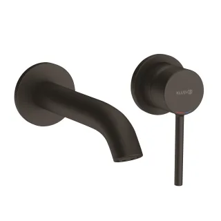 KLUDI BOZZ Waschtisch-2LOCH-WAND-Einhandmischer Ausladung 180 MM mattschwarz 382443976