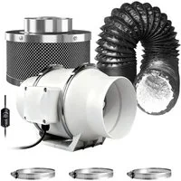 CannoBox Standventilator CannoBox Rohrventilator 100 Abluft Komplettset Aktivkohlefilter, 4 Zoll,220 m³/h, ≈30 dB,IAV-Wert 1200+,growzelt