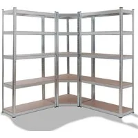 Arebos Schwerlastregal 2x 180 x 90 x 40 cm Eckregal 180 x 70 x 70 cm, je 875 kg, Set 3-tlg., Flexibel einsetzbar: für Werkstatt, Garage, Keller oder Lager
