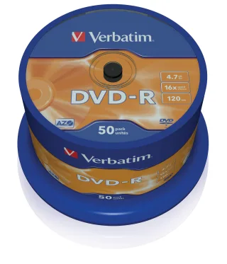 Verbatim 50 x DVD-R | 43548 | 4.7 GB 16x - mattsilber
