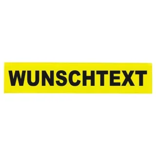 Rückenschild 38 x 8 cm mit Wunschtext | für Funktionswesten | leuchtgelb | matt | ein- oder zweizeilig | Klett | Namensschild 1-zeilig