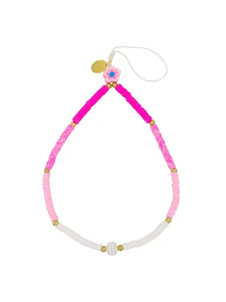 Fashionbox Armband mit Vinylplättchen pink/weiss 1 Blütenelement