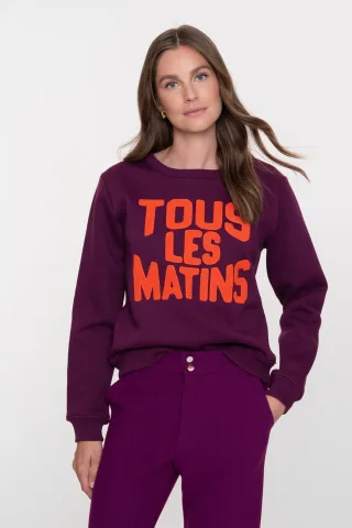 Geisha Fashion Women - Sweater tous les matins purple/orange - Gr. - XL