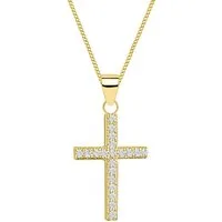 Goldene Hufeisen Kette mit Anhänger Halskette Gold Kreuz 925 24K vergoldet mit Zirkonia Anhänger Kette, 925 Sterling Silber Goldschmuck für Damen