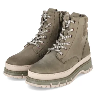 Tamaris Schnürboots - Gr. 37 - Grün - Rauleder
