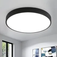 style home LED Deckenleuchte Runde Deckenlampe aus Metall, LED fest integriert, Ultraslim Ø30x4cm,Schwarz, Leuchte für Wohnzimmer Schlafzimmer Küche Diele, 30x30x4cm, Schwarz
