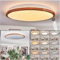 hofstein Deckenleuchte Deckenlampe aus Metall/Holz/Kunststoff in Weiß/Naturfarben, ohne Leuchtmittel, mit Fernebdienung, CCT einstellbar