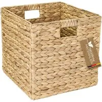 HMF Regalkorb Aufbewahrungskorb passend für KALLAX Regal, Korb geflochten aus, Wasserhyazinthe mit Griffen, 32 x 34,5 x 32 cm, Natur