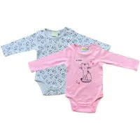 Fashion UK Strampler 2x Baby Bodys Mädchen Strampler langarm für 3 6 12 18 24 Monate
