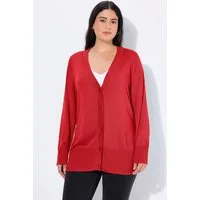 Ulla Popken Strickjacke Strickjacke V-Ausschnitt Knopfleiste Feinstrick