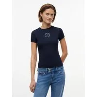 Tommy Jeans Kurzarmshirt TJW SLIM ESS LOGO2 RIB TEE EXT Baumwollmischung, slim fit, figurbetont, in gerippter Struktur