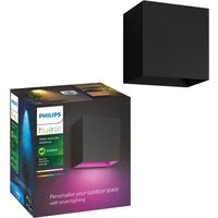 Philips Hue Smarte LED-Leuchte Outdoor White & Color Ambiance Resonate Wandleuchte schwarz, Abschaltautomatik, Bluetooth, CCT - über Fernbedienung, Dimmfunktion, Farbsteuerung, Farbwechsel, Leuchtdauer einstellbar, Memoryfunktion, Nachtlichtfunktion,