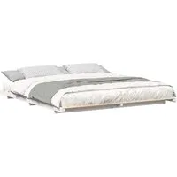 vidaXL Bett Bettrahmen Weiß 200 x 200 cm Massives Kiefernholz (1-tlg)