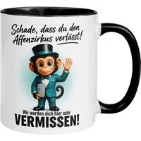 Momentals Tasse Abschiedsgeschenk Kollegen – „Schade dass du den Affenzirkus verlässt“, Gratis Versand · Links-&Rechtshänder · Spülmaschinenfest