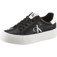 Calvin Klein VULC FLATFORM LACEUP LOW LTH Plateausneaker Schnürschuh, Halbschuh, Freizeitschuh mit seitlichem Logoschriftzug
