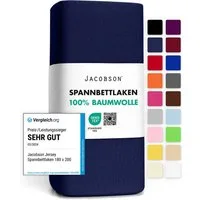 Jacobson Spannbettlaken aus 100% Baumwolle, Jersey Bettlaken 160 g/m², Spannbetttuch mit Gummizug, pflegeleicht & viele Farben