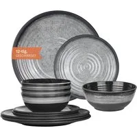Moritz Geschirr-Set Camping Geschirr Stone Grey 12-teilig