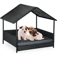 relaxdays Tierbett Hundeliege mit Dach, Polyester