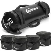 eyepower Gewichtssack 20kg Power Bag mit 4 Kettlebell Gewichten 20x60 Sandsack Wasserdicht, Sandbag für Krafttraining, Functional Training und Ausdauer Workout
