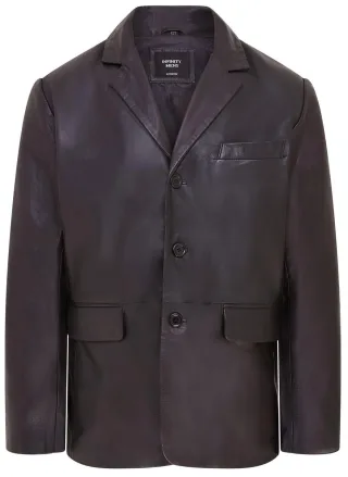 Herren-Blazerjacke aus italienischem Leder mit 3 Knöpfen – Fauske