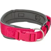 TRIXIE Hunde-Halsband Premium Halsband, extra breit - fuchsia/grafit - 27–35 cm/25 mm, Gurtband