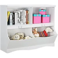 COSTWAY Bücherregal, Kinder, mit 4 Fächern, Holz, weiß, 104,5x39,5x83,5cm