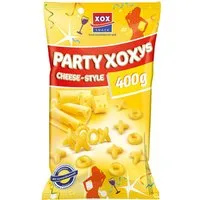 XOX Knabberei, XOX Party XOXys Cheese Style Mais Snack mit geriebenem Käse 400g
