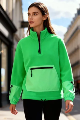 Oversized Fleece-Halbzip Sweatshirt