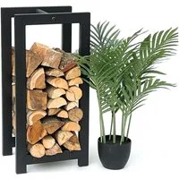DanDiBo Kaminholzregal Metall Schwarz Stehend Kaminholzständer Kaminholzhalter, praktische Holzlagerung
