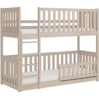 Deine Möbel 24 Etagenbett CORA Kinderbett für 2 Kinder, Größe: 90x200 cm (Lackiert mit kindersicheren, ökologischen Farben, aus massivem Kiefernholz, 1-St., Abnehmbarer Rausfallschutz unten, universell montierbare Leiter), in Weiß, Cashmere, Grau, Ho