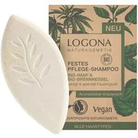 LOGONA Festes Haarshampoo Hanf & Brennnessel - Festes Pflegeshampoo 60g