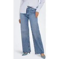 ONLY High-waist-Jeans ONLJUICY HW RHINESTONE WIDE REA365 DNM Baumwollmischung, Pailletten-Details, high waist, wide fit