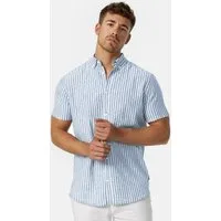 Indicode Kurzarmhemd Herren INBravida Herrenhemd Kurzarm aus einem leichtem Leinenmix, mit Button-Down-Kragen