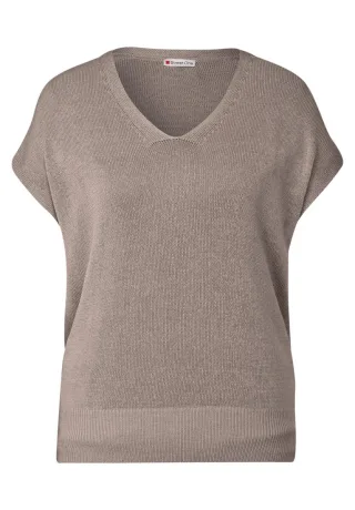 Street One - Ärmelloser Strickpullover beige - Gr. - 36