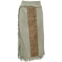 Guru-Shop Minirock Boho Wickelrock mit Tribaldruck und Fransen -.. alternative Bekleidung