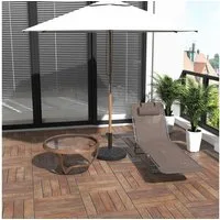 Outsunny Gartenliege Sonnenliege Zweibeinliege 4 Farben, Bäderliege, 1 St., Relaxliege, Braun 182L x 56B x 28H cm