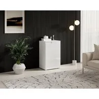 HBZ Kommode Spice Weiß Hochglanz, BxHxT 50x80x40 cm, Kommode mit 1 Tür und 1 Einlegeboden verstellbar