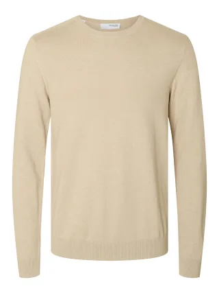 selected men - SLHBERG CREW NECK NOOS oatmeal - Gr. - XL