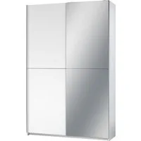 Schlafkontor Schwebetürenschrank Heimo/Fast Schrank Kleiderschrank Garderobe geringe Tiefe, ausziehbarer Kleiderstange, Garderobenschrank, 6 Böden