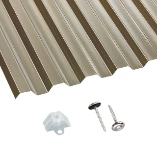 Polycarbonat | Terrassendach-Set | Spundwand | 76/18 | 0,8 mm | glatt | bronze
