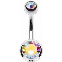 Taffstyle Bauchnabelpiercing mit Kristall Titan G23 Schmuck Banane Stecker Damen Bauchpiercing (Gebogenes Banabel aus Titan G23 Piercing mit Kristallsteinen in vielen Farben)