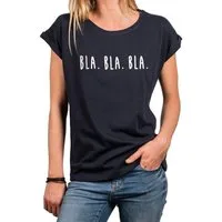 MAKAYA Print-Shirt Damen Kurzarm Basic Sommer Oberteile Sexy Elegant Lustig Spruch Bla (Schriftzug, Schwarz, Blau, Grau) Baumwolle