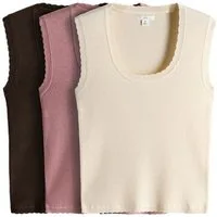 The Set Blusentop The Set Feinstrick-Trägertops, 3er-Pack (3-tlg)