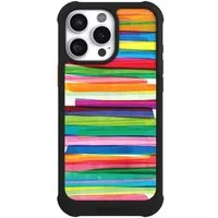 NIVOCASE Handyhülle Streifen Wasserfarbe bunt Colorful Stripes1, Apple iPhone 16 Pro Max Hülle Stoßfeste Handyhülle