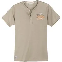 redfield V-Shirt Redfield Henley-T-Shirt Übergröße beige Brustprint