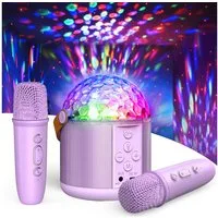 Wootoy Kinder-Lautsprecher Karaoke-Set Lautsprecher 2 kabellosen Mikrofonen Karaoke-Maschine (Bluetooth 6.0, HiFi-Stereo-Klang Rauschreduzierung und 5 Stimmeffekte)