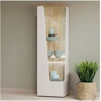 Lomadox Vitrine CARMONA-129 in kaschmir und Eiche, inkl. LED-Beleuchtung, 60 cm breit