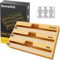 SpaceAid Folienspender Folienspender Mit Cutter, (3 in 1 Kunststofffolie, Aluminiumfolie und Wachs-Bambusspender), für Küche, Aufbewahrung