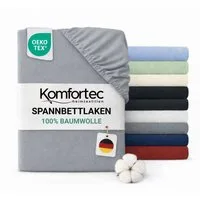 Komfortec Spannbettlaken Jersey Spannbettuch, 90x200, 140x200, 160x200, 180x200 oder 200x200 cm, 100% Baumwolle (135 g/m), Gummizug: Rundum, (1 Stück), OEKO-TEX® Standard 100 Zertifisiert, für Matratzen bis 25 cm Höhe